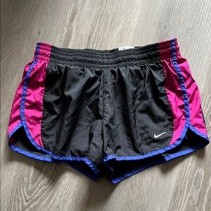 Nike Black and Pink Athletic Shorts with Blue Trim